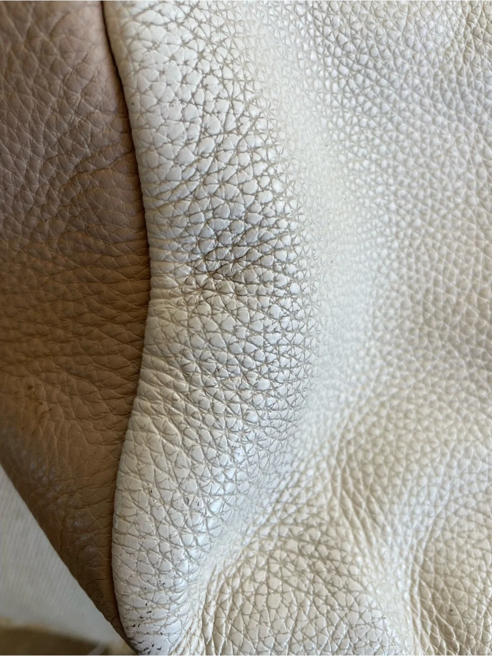 Coach Pennie Pebbled Leather Crossbody Shoulder Bag in Cream and Brown